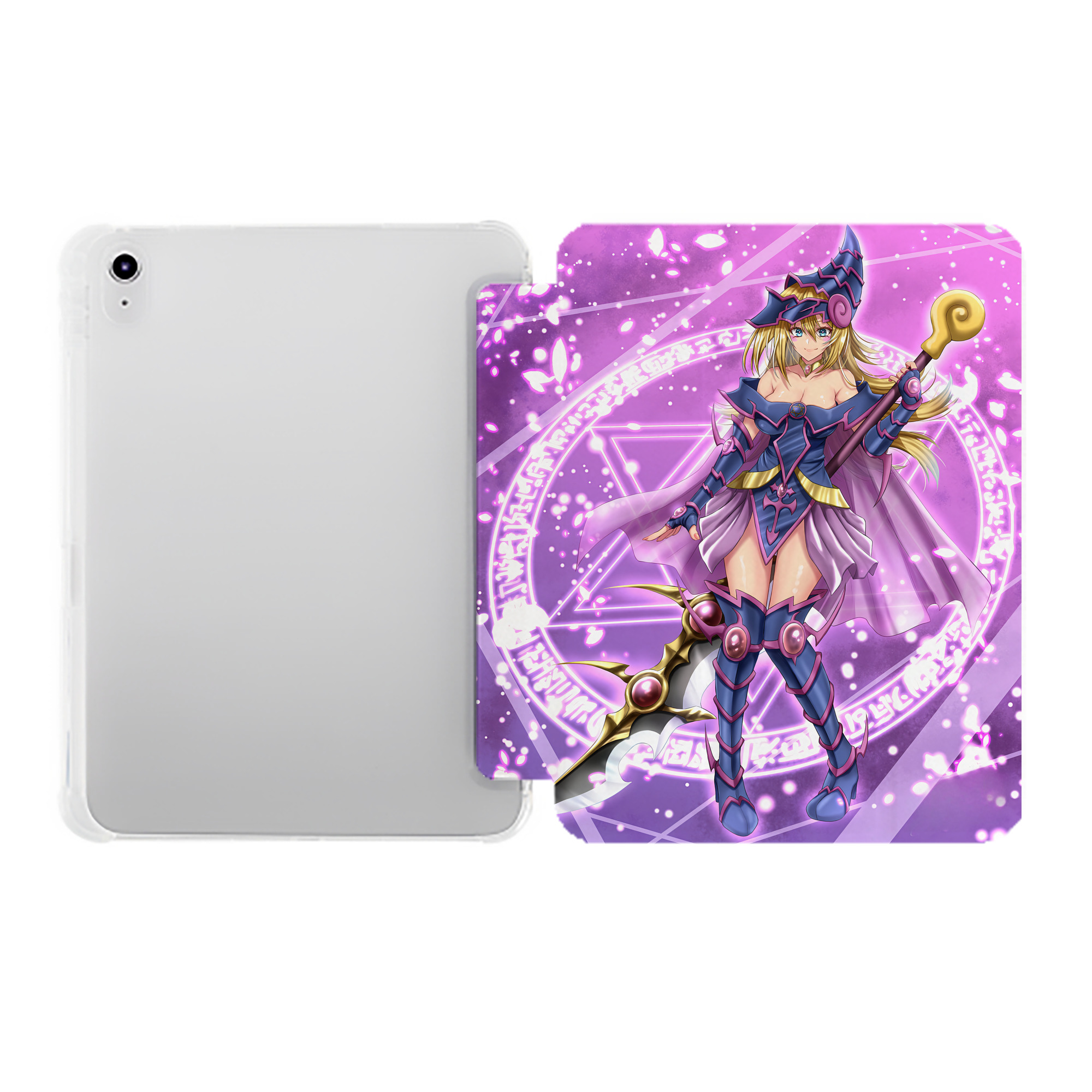 （画像用） 遊☆戯☆王 Yu-Gi-Oh! IPad ケース ペン収納付き 三つ折りスタンド PUレザー×シリコン 対応機種9.5/10.5/10.9インチ